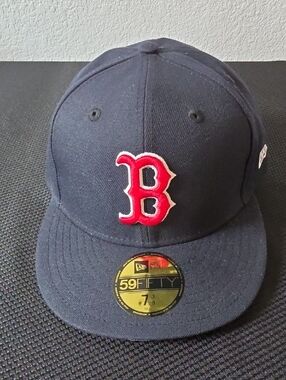 New Era Boston Red Sox Navy Blue and Red Fitted 59FIFTY Hat